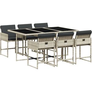 vidaXL-7-delige-Tuinset-met-kussens-poly-rattan-grijs