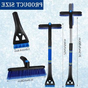 3-in-1 ijskrabber sneeuwborstel afneembare telescopische handgreep ergonomische schuimrubberen handgreep auto vrachtwagen SUV blauw