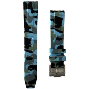 20mm Curved rubber strap Camo Blue Omega x Swatch Moonswatch - Gebogen rubber horloge band