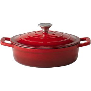 5 STARS braadpan met deksel gietijzer - inductie - ovenbestendig - dekselhouder - rood - Ø 25 cm 25 liter