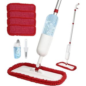 650ml Spray Floor Mops - Droge Natte Microvezel Platte Mop voor Houten Hardhout Laminaat Keramische Tegel Vloer - 4 Wasbare Pads - Hervulbare Fles