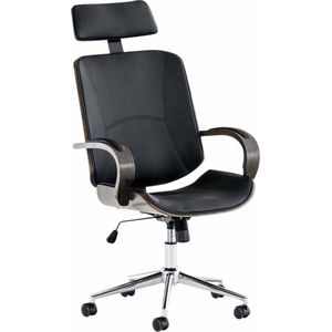 Bureaustoel - Bureaustoel voor volwassenen - Hoofdsteun - Hout - Zwart - 70x70x125 cm