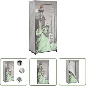 The Living Store Kledingkast New York 75x45x160 cm stof - Kledingkast - Opvouwbare Kast - Kledingopslag - Bergruimte - Garderobe
