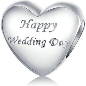 Zilveren bedel Fijne trouwdag