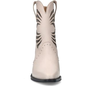 Sacha - Dames - Off white leren cowboy laarsjes met zilveren details - Maat 42