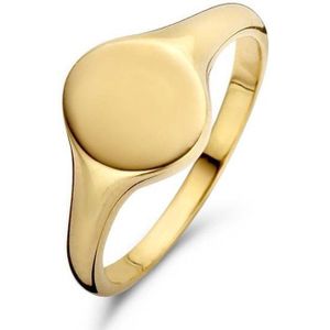 New Bling Zilveren Zegel Ring 9NB 0270 52 - Maat 52 - 9 x 20 mm - Goudkleurig