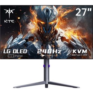 KTC G27P6 27-inch LG OLED Gaming Monitor, 2560x1440 16:9 240Hz Refresh Rate, 1500000:1 Constrast Ratio, 136% sRGB HDR10 0,03ms GTG Response Time, Low Blue FreeSync&G-Sync, 3xUSB3.0 2xHDMI2.0 DP1.4 Type-C, ingebouwde luidsprekers KVM