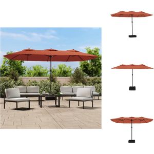 vidaXL Dubbele Parasol Terracotta/Donkergrijs - 449x265x245 cm (LxBxH) - UV-beschermend Polyester - Sterk Frame - Zwenkmechanisme - Stevige Voet - Parasol