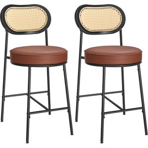 Rootz 2-pack barkrukken - stoelen op toonbankhoogte - keukenkrukken - duurzaam materiaal - 48,2 cm x 45,7 cm x 92 cm, karamelbruin