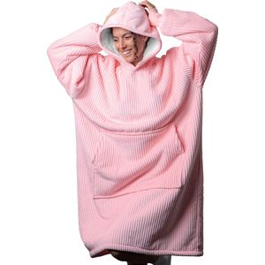 Corduroy Hoodie - Plaid met mouwen - Sweater Velours - Roze