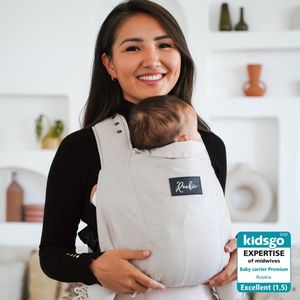 ROOKIE Baby Konnekt Draagzak - Design buikdrager en rugdrager - Comfortabel en ergonomisch - Babydrager vanaf Geboorte - Ook voor Peuter - Biologisch katoen (Beige)