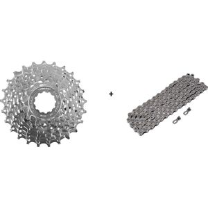 Superpromo Shimano 9 speed cassette 11-28 verbeterde versie voor ultiem schakelen + Shimano 9v ketting met kettingslotje ( 9-18-27 versnellingen) quicklink