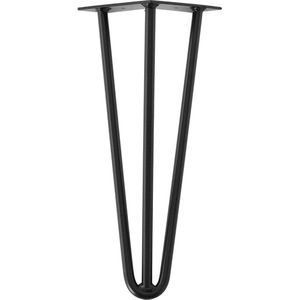 Zwarte massieve 3-punt hairpin tafelpoot 35 cm