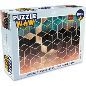Puzzel Abstract - Kubus - Goud - Patronen - Luxe - Legpuzzel - Puzzel 1000 stukjes volwassenen