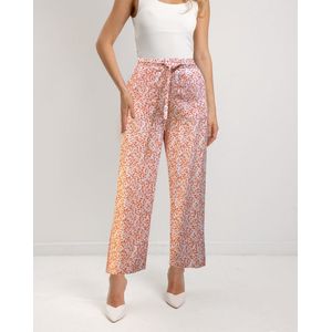 Dames / Vrouwen Lange Culotte / Wijde Pant / Broek | Ladies / Women's flowing wide-leg Trousers | Oranje Bloemen | Maat 44