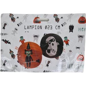 Halloween lampion Spook - Zwart / Grijs - Papier - Ø 23 cm