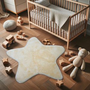 Flycarpets Huggy Ster Kindervloerkleed 90X90 Cm Vloerkleed - Creme