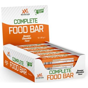 XXL Nutrition - Complete Food Bar - Eiwitreep, Maaltijd Reep, Snack - 100% Plantaardig - Banaan Chocolade - 12 Pack