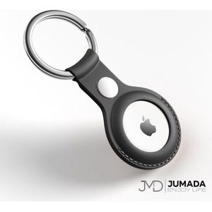 Jumada's Apple Airtag Sleutelhanger - Leren Hanger - Beschermhoesje - Siliconen Airtag Hoesje - Zwart