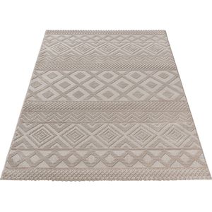 SEHRAZAT Vloerkleed- Oosters tapijt Luxury Reliëfstructuur, woonkamer, geodriehoek patroon, beige 80X150 cm