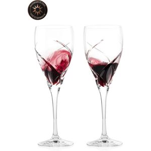 GDLF® Handgemaakte Kristallen Wijnglazen Set Florence in Geschenkdoos | Handgemaakt in Italie | Hoogwaardig 100% Lood-Vrij Kristal | Luxe Wijnglazen | 350ml | Cadeau Voor Man & Vrouw | Cadeau Set