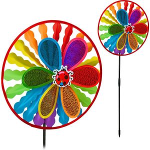 Relaxdays 2x windspinner tuin - vogelwering - windmolen - windspel - tuinsteker - gekleurd