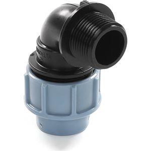 Unidelta Knie 90° PP 32 mm x 3/4"" knel x buitendraad 16bar zwart/blauw DVGW/KIWA/WRAS