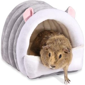 Hamster Bed Huizen en Hideouts Warm Katoen Nest Cave voor Kleine Dieren Kooi Habitat Decor (Grijze Muis)