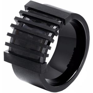 Mendes heren ring Zwart Edelstaal met Carbon-19mm