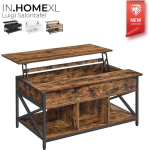 IN.HOMEXL Salontafel - Salontafel met lade - Salontafel rechthoek- 60 cm x 100 cm x (48-62) cm - Bruin - Luigi V1