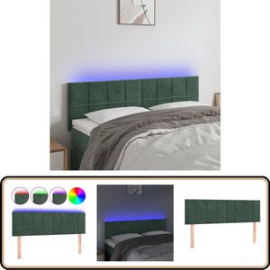 vidaXL Hoofdbord LED - Fluweel - Donkergroen Hoofdboard - Led Verlichting - Hoofdbord Met Led - Fluweel Hoofdbord - Donkere Groene Hoofdbord