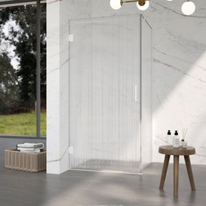Fortifura Galeria Douchecabine - 100x140x200cm - scharnieren - deurgreep - stabilisatiestang - helder geribbeld - veiligheidsglas - mat wit