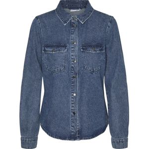 Vero Moda Blouse Vmjennie Ls Denim Shirt Mix Ga Noos 10313726 Medium Blue Denim Dames Maat - L