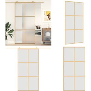 vidaXL Schuifdeur 102,5x205 cm mat ESG-glas en aluminium goudkleurig - Schuifdeur - Schuifdeuren - Schuifdeursysteem - Schuurdeur