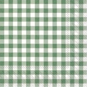 20x Vichy Karo 3-laags servetten groen/wit geblokt 33 x 33 cm - Oktoberfest servetten