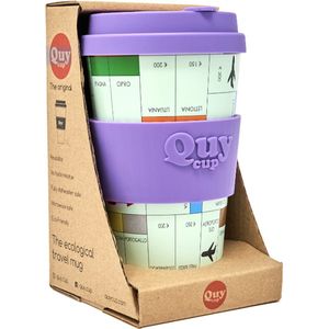 Quy Cup 400ml  - Ecologische Reis Beker - “Vittoria - Monopoly (italian)” - BPA Vrij - Gemaakt van Gerecyclede Pet Flessen met Paars Siliconen deksel