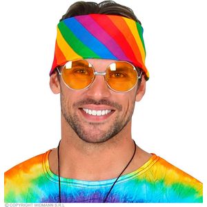 Widmann - Hippie Kostuum - Bandana Regenboog 55 X 55 Centimeter - Multicolor - Carnavalskleding - Verkleedkleding