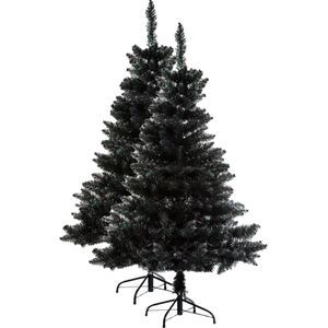 2x stuks kunst kerstbomen/kunstbomen zwart H180 cm kunststof met voet - kerstbomen