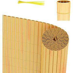 Balkonscherm PVC Tuinscherm Hekwerk voor Buiten Balkonbekleding van PVC Weerbestendig UV-Bescherming Balkon Terras Windscherm voor Balkon Tuin Zonnescherm Balkonscherm PVC Tuinscherm Hekwerk voor Terras met Tie-wraps Bamboe 80 x 800cm