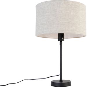 QAZQA parte stof - Design Tafellamp met kap - 1 lichts - H 68 cm - Zwart - Woonkamer | Slaapkamer | Keuken