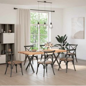 vidaXL Eettafel - Eettafels - Eetkamertafel - Keukentafel - Eettafel rechthoekig 200x90x74 cm massief eikenhout lichtbruin
