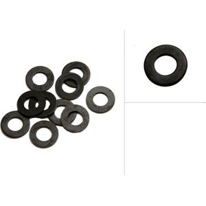 zwarte stalen carroseriering, sluitring, rondel, binnen diameter 8 mm, buiten diameter 24 mm. 10 stuks.