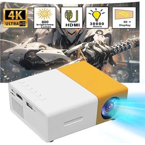 Bmetics Mini Beamer - Geel wit-Filmprojector voor buiten-Micro LED videobeamer met HDMI USB interface