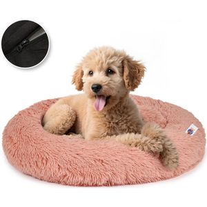 Pet Perfect Premium Donut Hondenmand 80 cm - Fluffy Hondenkussen - Hondenbed - Roze - Met Rits - Wasbaar - Extra Gevuld