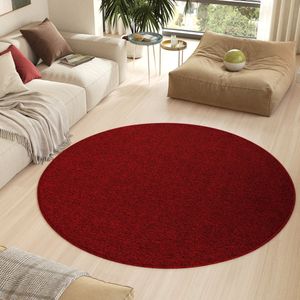 Tapiso Nizza Rond Vloerkleed Rood Antislip Waasbaar Laagpolig Tapijt Kleed Maat- 100x100