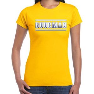 Buurman verkleed t-shirt geel voor dames - buurman carnaval / feest shirt kleding / kostuum XS