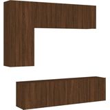 vidaXL - 5-delige - Tv-wandmeubelset - bewerkt - hout - bruin - eikenkleur