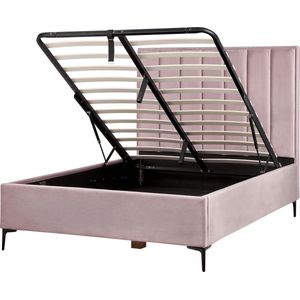 SEZANNE - Bed met opbergruimte - Roze - 140 x 200 cm - Fluweel