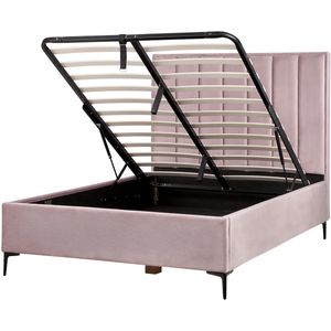 SEZANNE - Bed met opbergruimte - Roze - 140 x 200 cm - Fluweel