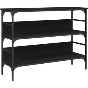 The Living Store Wandtafel 100x32x75 cm bewerkt hout zwart - Wandtafel - Entree Tafel - Haltafel - Kast - Houten Tafel